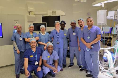 A picture of our theatres team in an operating theatre